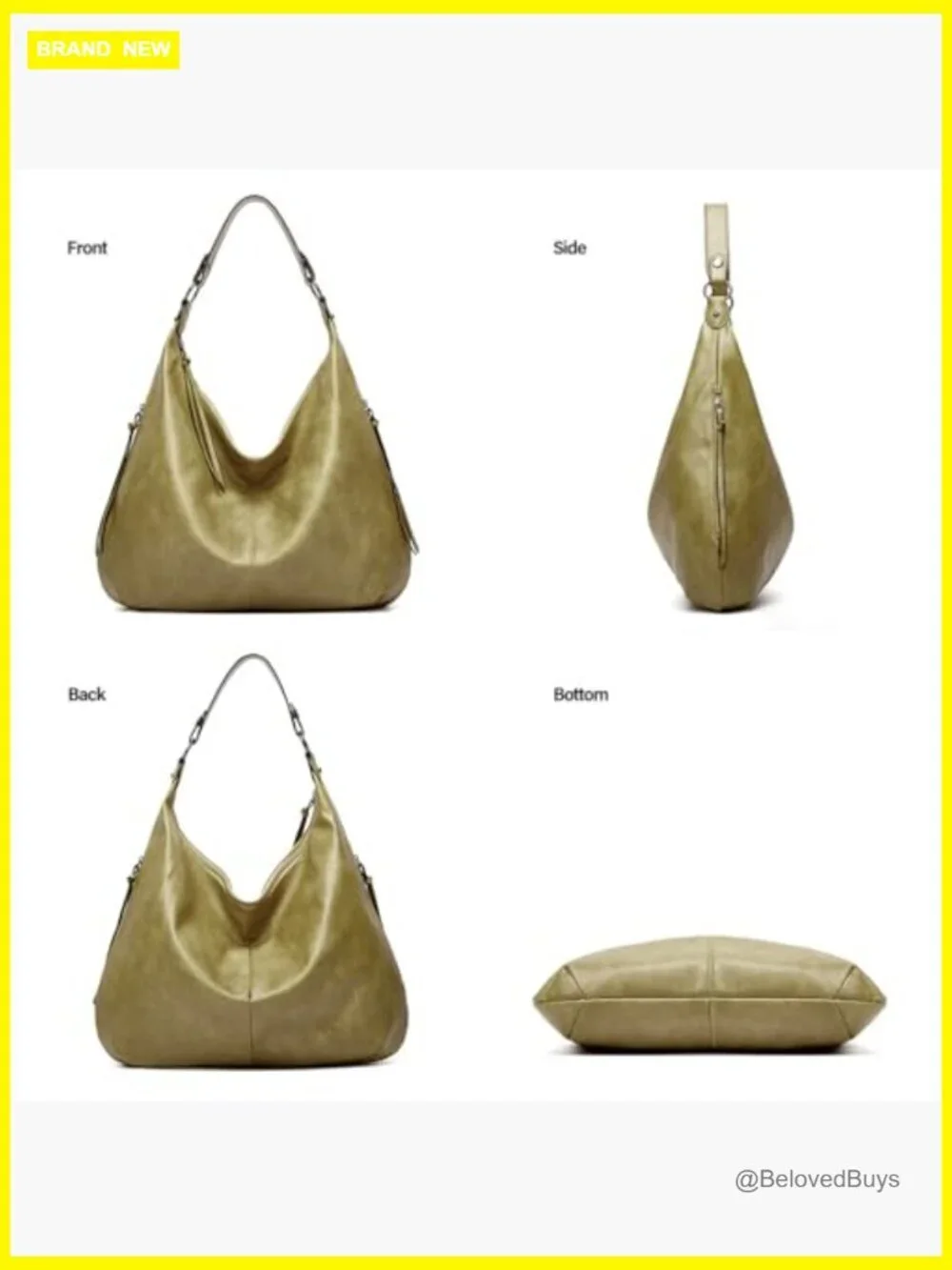 Slouchy Hobo Shoulder Bag Top Handle Tote Soft PU Leather Medium